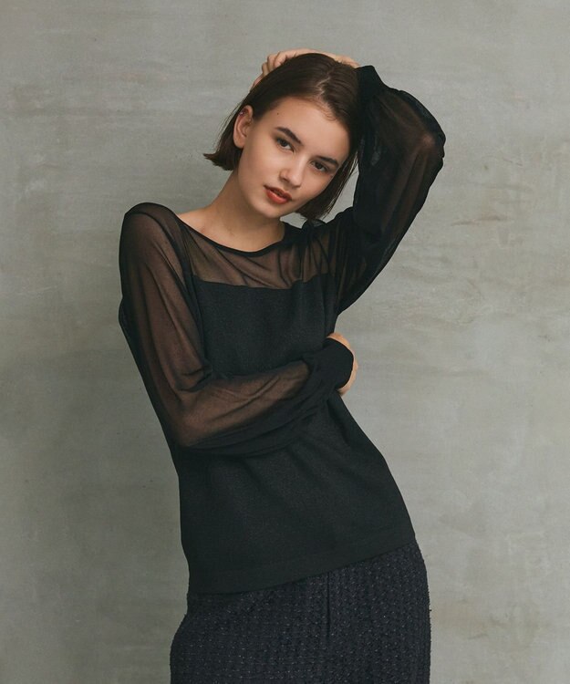 GRACE CONTINENTAL ラメコンビシアーニット ブラック