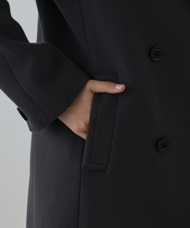 GRACE CONTINENTAL ショートビーバーロングコート チャコール