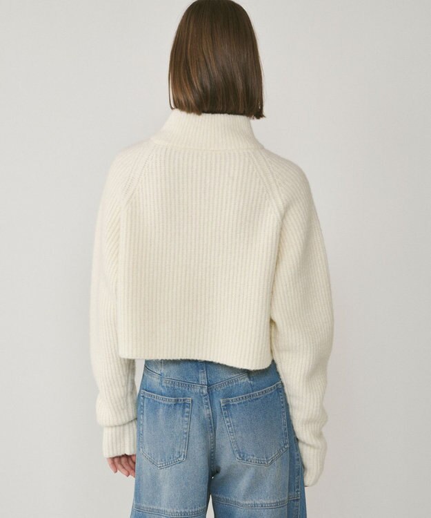 GRACE CONTINENTAL 畦zipニットトップ ホワイト