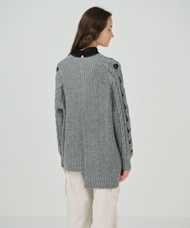 GRACE CONTINENTAL オーバーケーブルニットトップ グレー