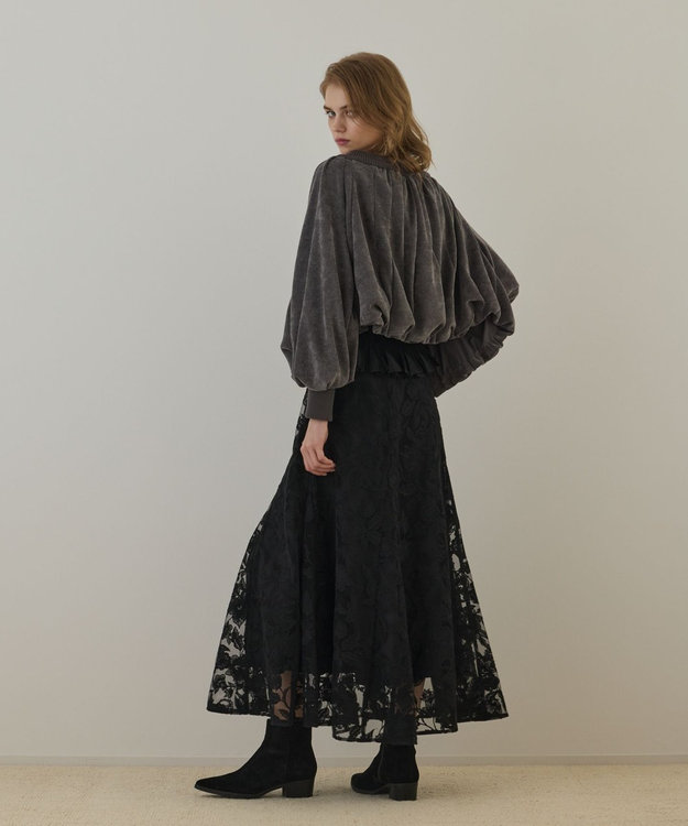 GRACE CONTINENTAL バルーンモールカットカーディガン グレー