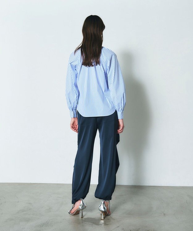 GRACE CONTINENTAL ボウタイギャザートップ ストライプ