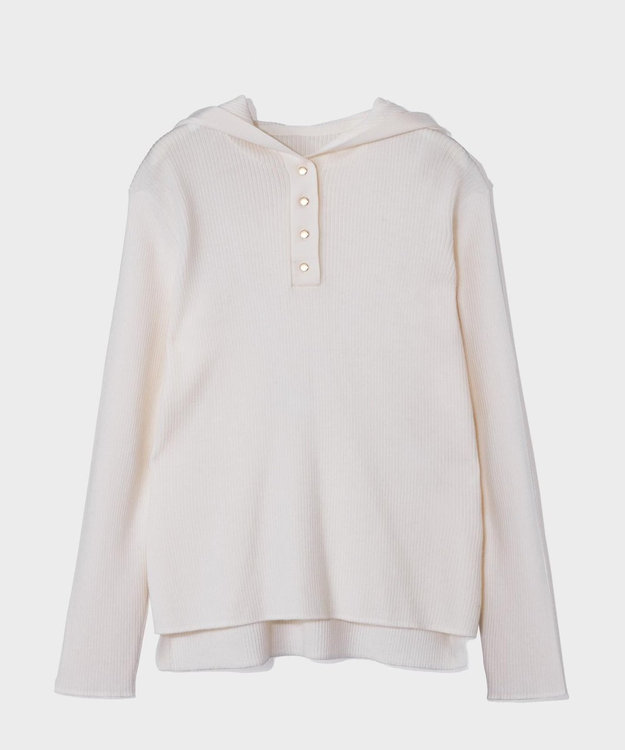 GRACE CONTINENTAL メリノウールリブフーディー ホワイト