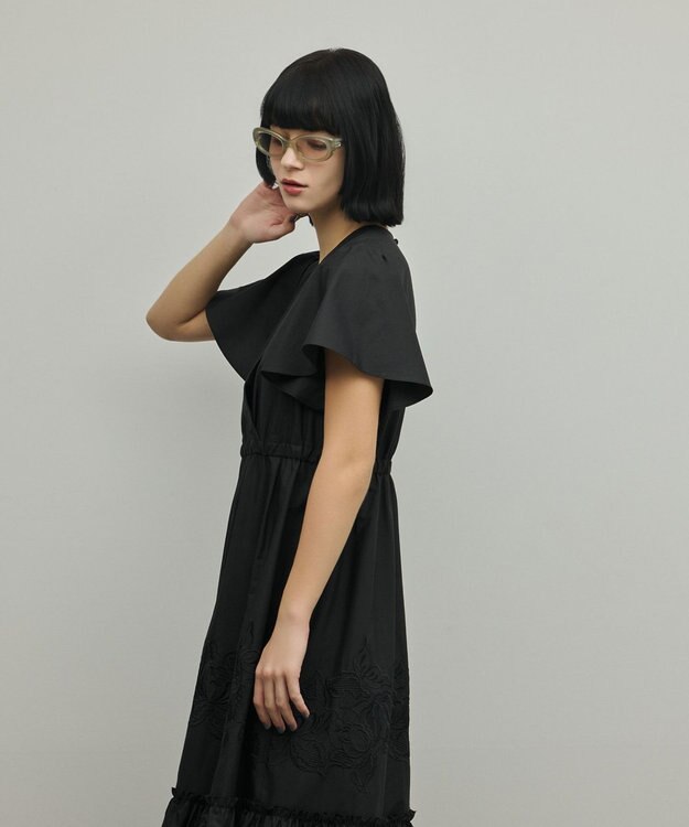 GRACE CONTINENTAL カットワーク刺繍ワンピース ブラック