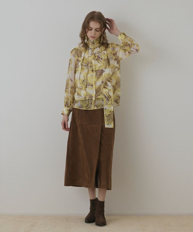 GRACE CONTINENTAL スカ－フタイブラウス イエロー