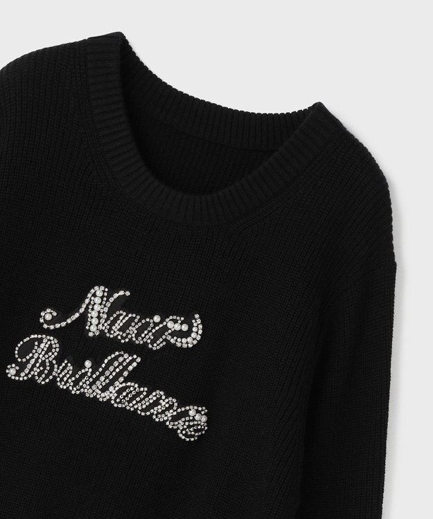 GRACE CONTINENTAL ビジューロゴニットトップ ブラック