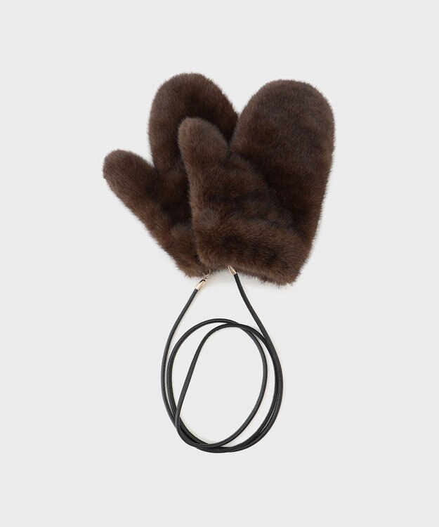 GRACE CONTINENTAL LOU ANDREA フェイクファーミトン ブラウン