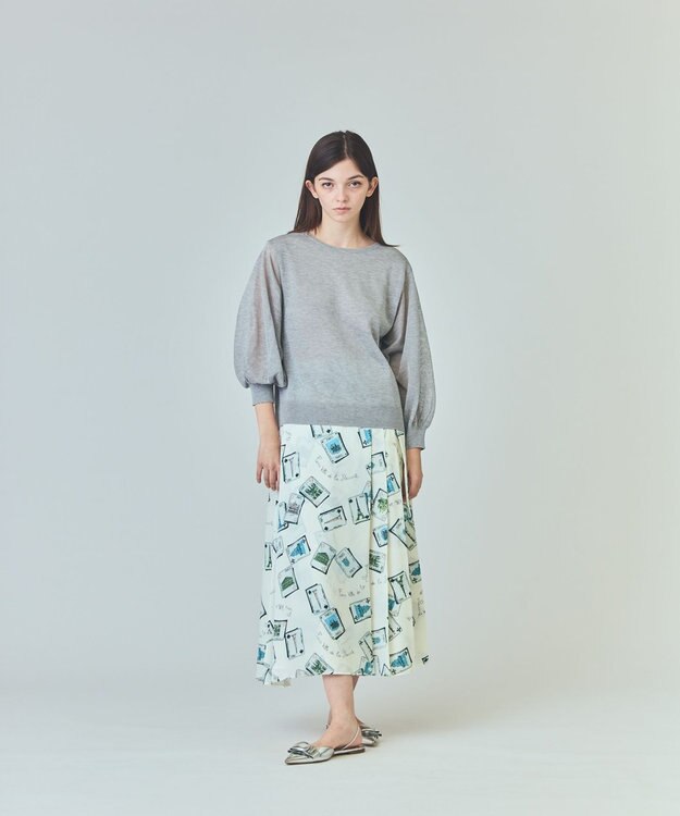 GRACE CONTINENTAL ラメシアーニットトップ グレー