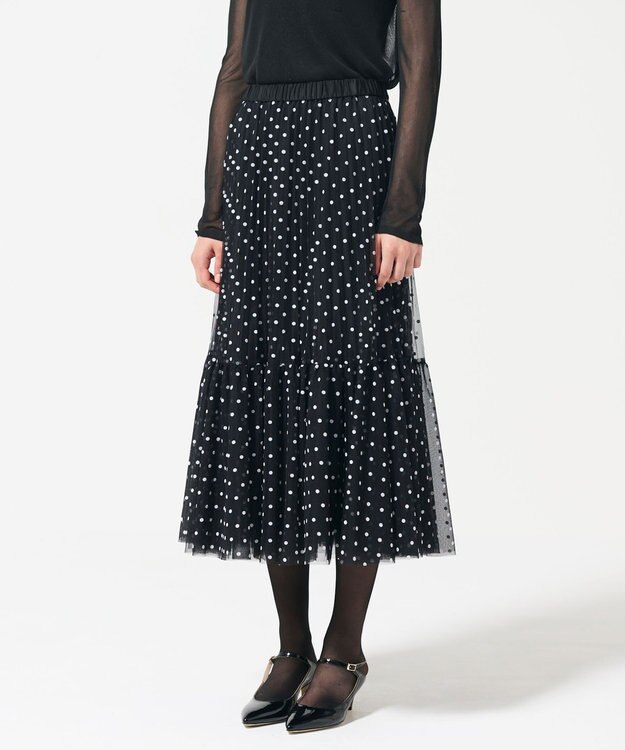 GRACE CONTINENTAL チュールドットスカート ブラック