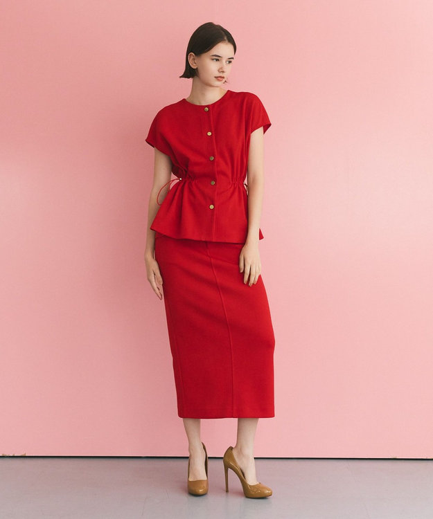 GRACE CONTINENTAL ダブルクロスジャージトップ レッド