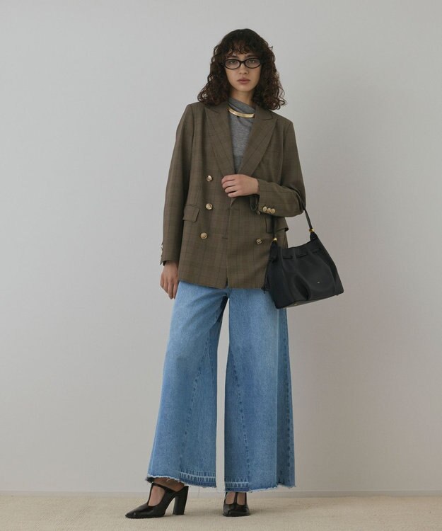 GRACE CONTINENTAL ハイウエストバギ－デニム ブルー