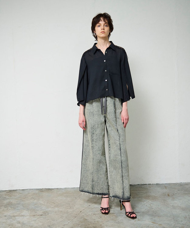 GRACE CONTINENTAL デニムワイドイージーパンツ グレー