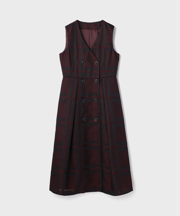 GRACE CONTINENTAL シャドーチェックワンピース ボルドー