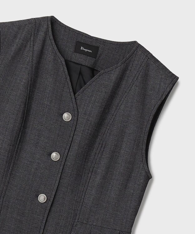GRACE CONTINENTAL シャンブレーフリルベスト グレー
