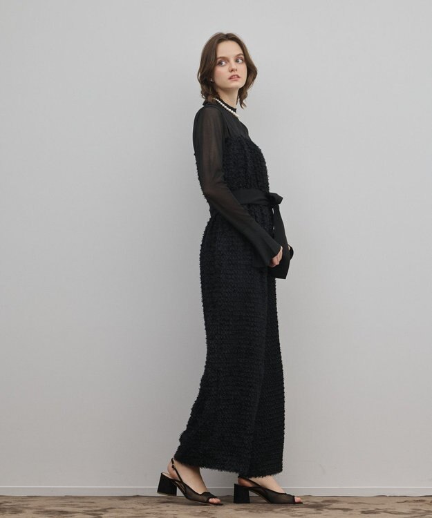 GRACE CONTINENTAL カットジャガードサロペット ブラック