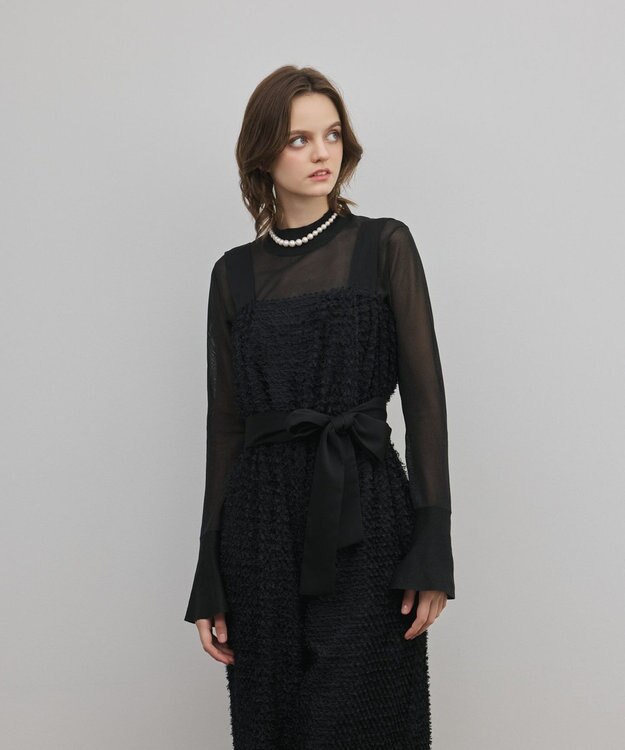 GRACE CONTINENTAL カットジャガードサロペット ブラック