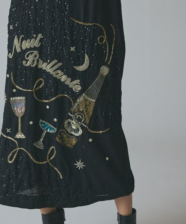 GRACE CONTINENTAL シャイニーembドレス ブラック