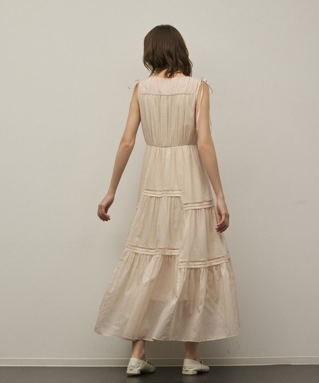 GRACE CONTINENTAL コットンシルクティアードワンピース ベージュ