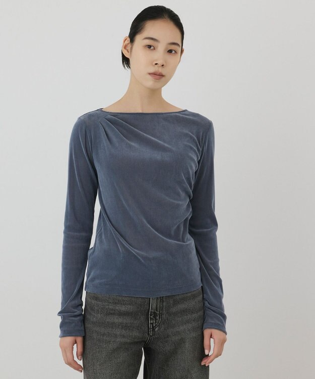 GRACE CONTINENTAL フロッキードレープトップス ブルー