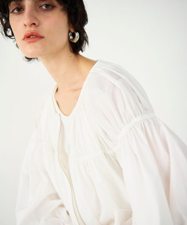 GRACE CONTINENTAL ギャザータフタブルゾン ホワイト