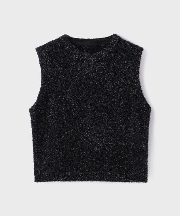 GRACE CONTINENTAL ラメフェザ－ニットトップ ブラック