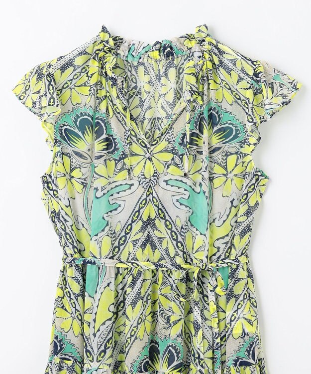 GRACE CONTINENTAL シフォンプリントティアードワンピース イエロー