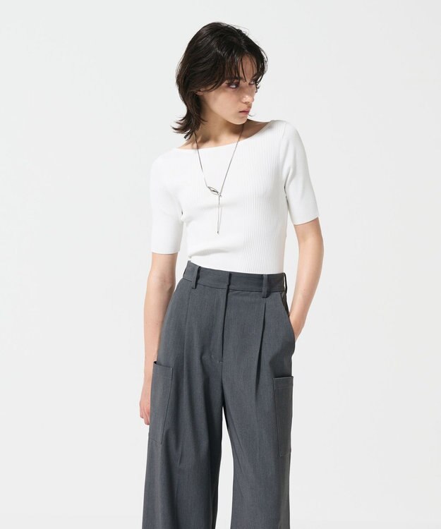 GRACE CONTINENTAL リブカシュクールニットトップ ホワイト