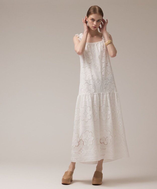 GRACE CONTINENTAL カットワーク刺繍ワンピース ホワイト