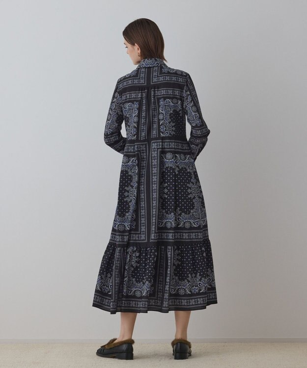 GRACE CONTINENTAL バンダナプリントシャツワンピース ブラック