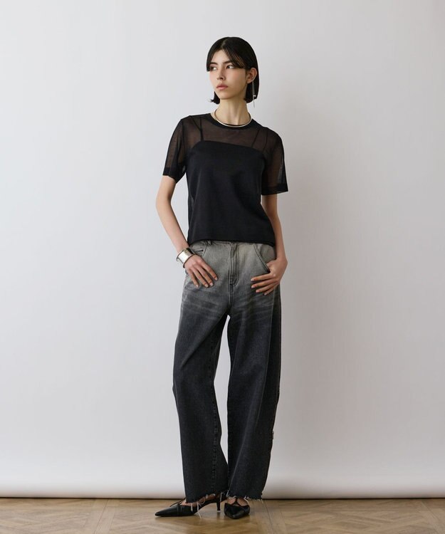 GRACE CONTINENTAL ブライトシアーニットトップ ブラック