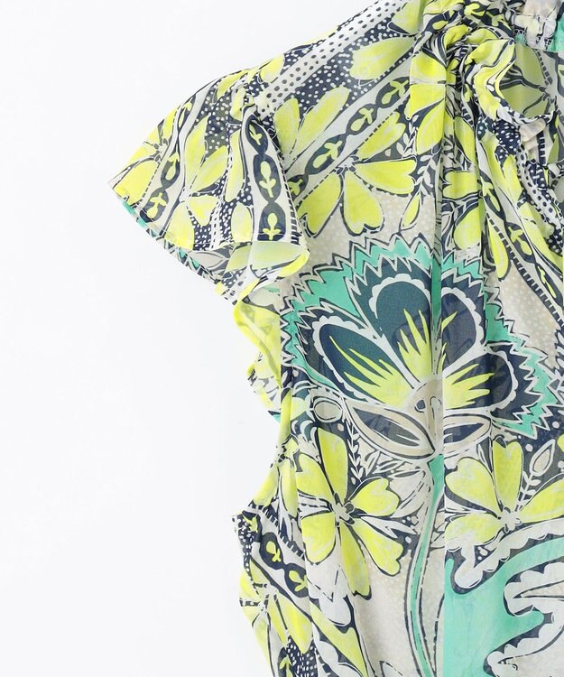 GRACE CONTINENTAL シフォンプリントティアードワンピース イエロー