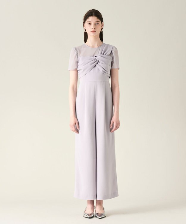 GRACE CONTINENTAL ドレープリボンサロペット グレー