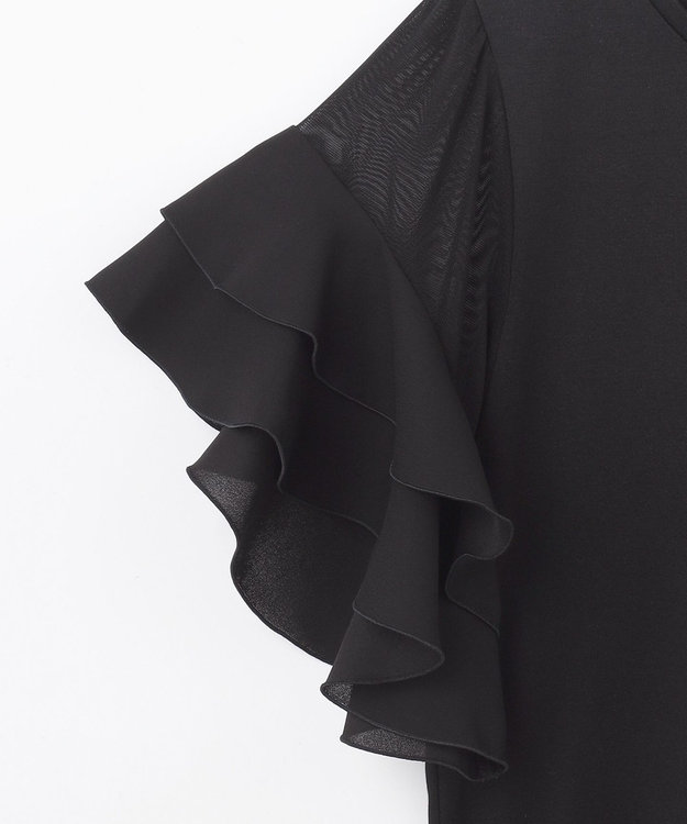 GRACE CONTINENTAL シアーフレアスリーブトップ ブラック