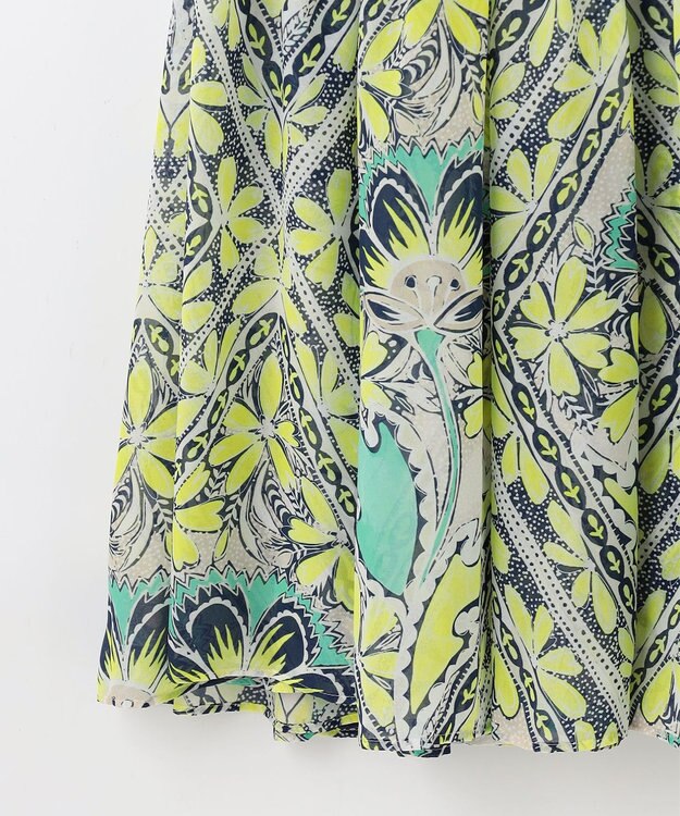 GRACE CONTINENTAL シフォンプリントティアードワンピース イエロー