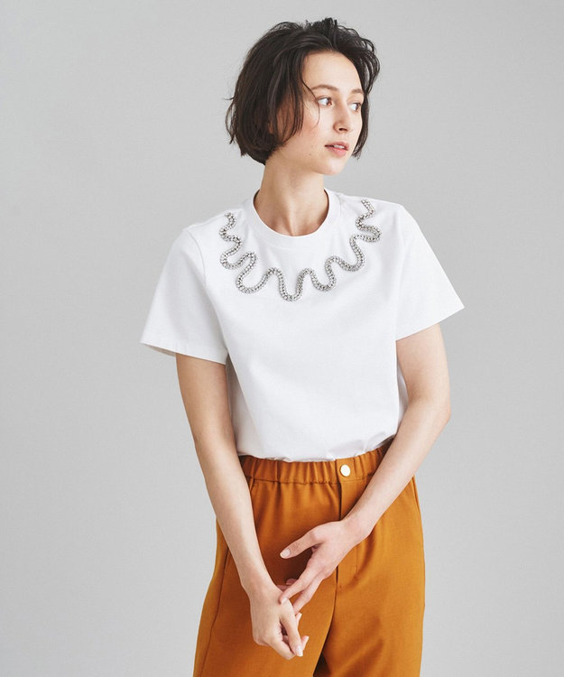 ビジューネックTシャツ　グレースコンチネンタル ビジューネックTシャツ / GRACE CONTINENTAL | GRACE