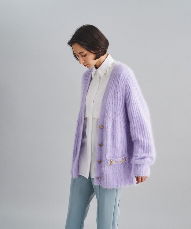 美品 TONAL アンゴラニットジャケット グレー カーディガン 金ボタン