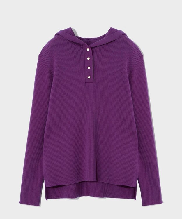 GRACE CONTINENTAL メリノウールリブフーディー パープル