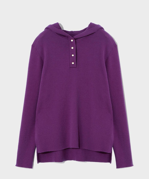 GRACE CONTINENTAL メリノウールリブフーディー パープル