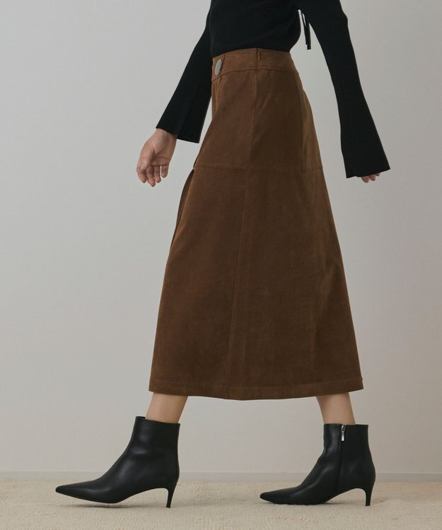 GRACE CONTINENTAL フェイクスウェードフレアスカート ブラウン