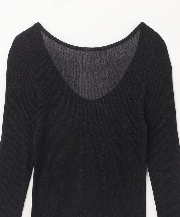 GRACE CONTINENTAL ラメシアーリブニットトップ ブラック