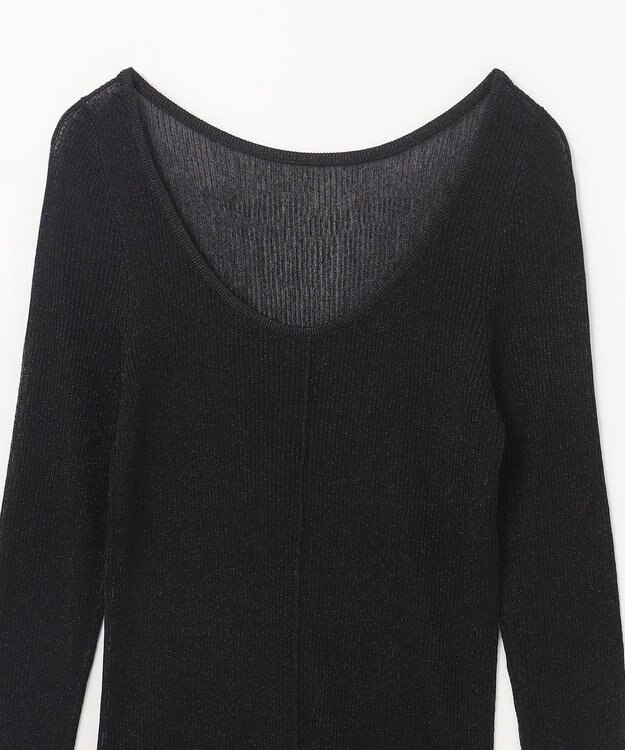 GRACE CONTINENTAL ラメシアーリブニットトップ ブラック