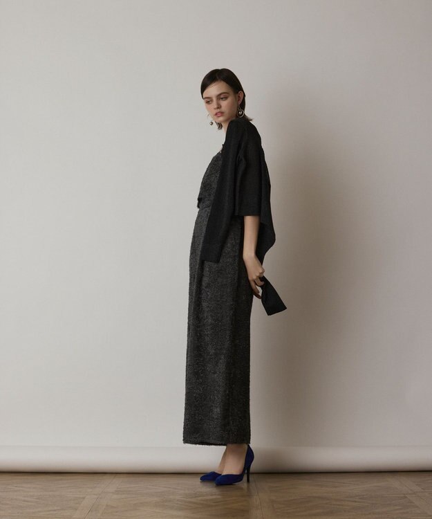 GRACE CONTINENTAL ラメリブシアーニットカーディガン ブラック