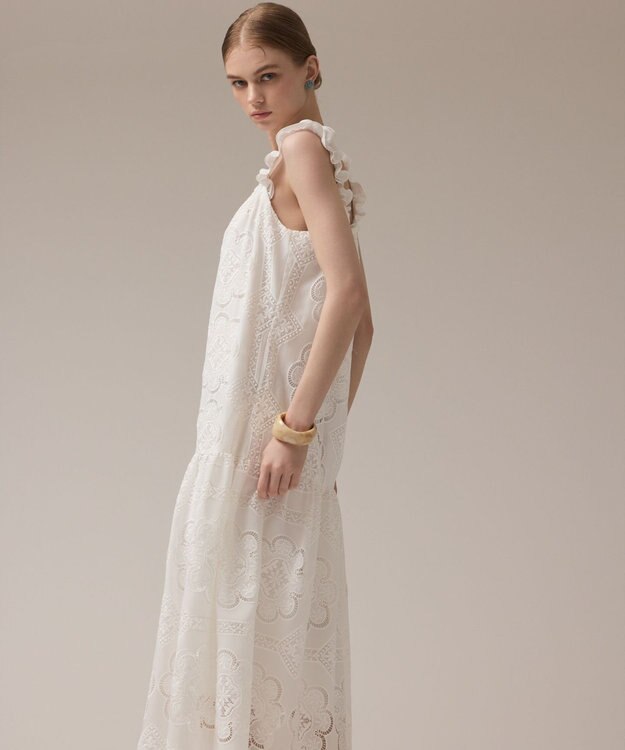 GRACE CONTINENTAL カットワーク刺繍ワンピース ホワイト