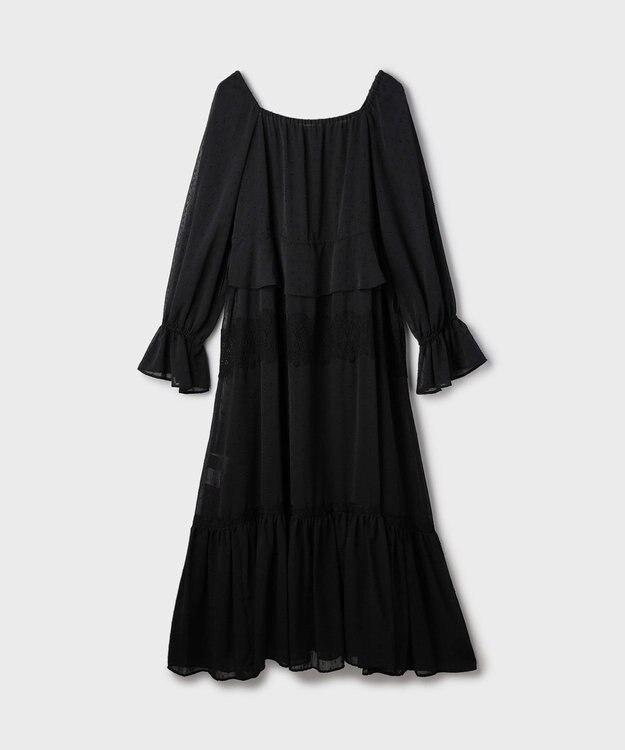 GRACE CONTINENTAL レースコンビカットジャガードワンピース ブラック