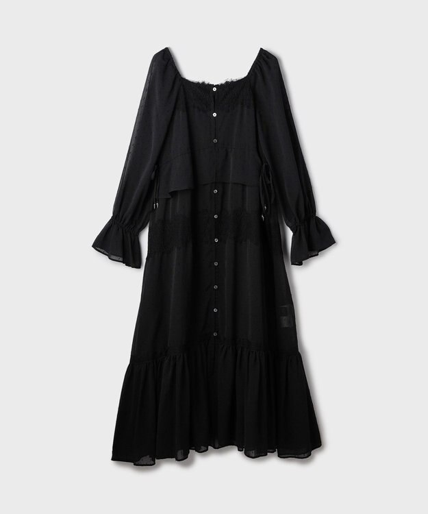 GRACE CONTINENTAL レースコンビカットジャガードワンピース ブラック