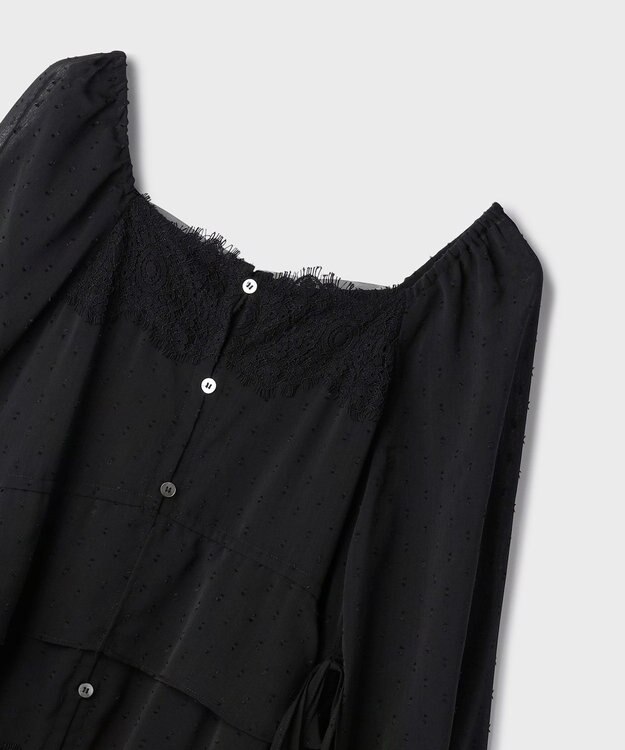 GRACE CONTINENTAL レースコンビカットジャガードワンピース ブラック