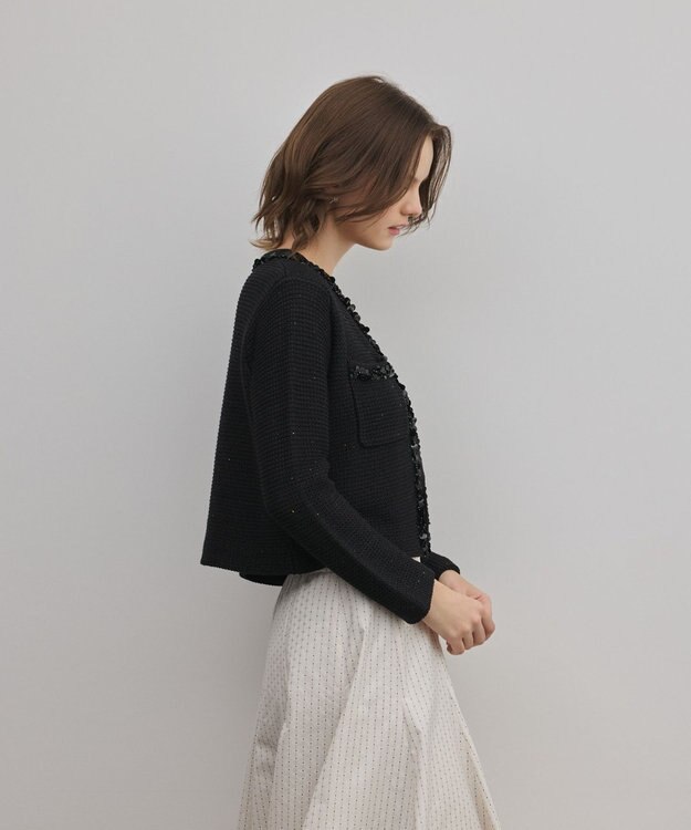 GRACE CONTINENTAL ブレードツイードニットジャケット ブラック