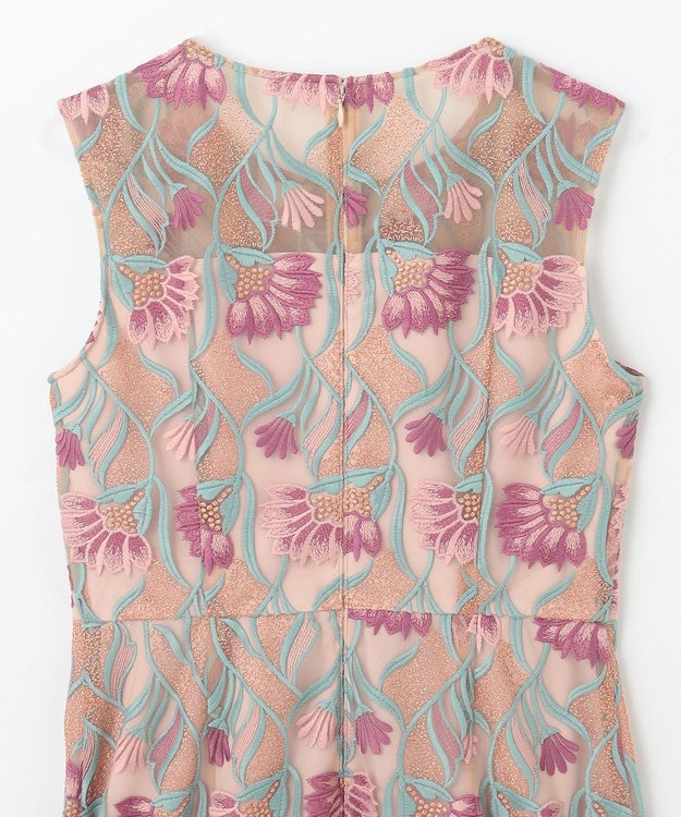 GRACE CONTINENTAL フラワー刺繍チュールドレス ピンク