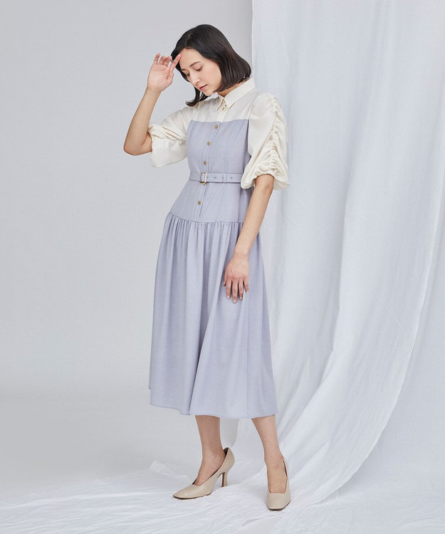 GRACE CONTINENTAL 【オンライン限定】バイカラーシャツワンピース ラベンダー