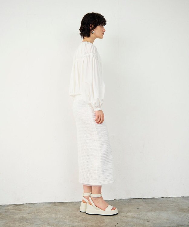 GRACE CONTINENTAL ギャザータフタブルゾン ホワイト